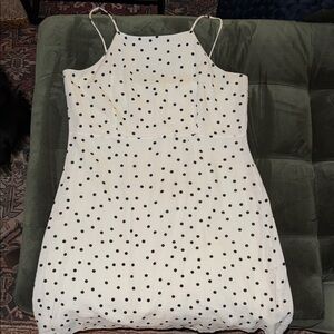 Le Lis White Mini Dress with Black Polka Dots